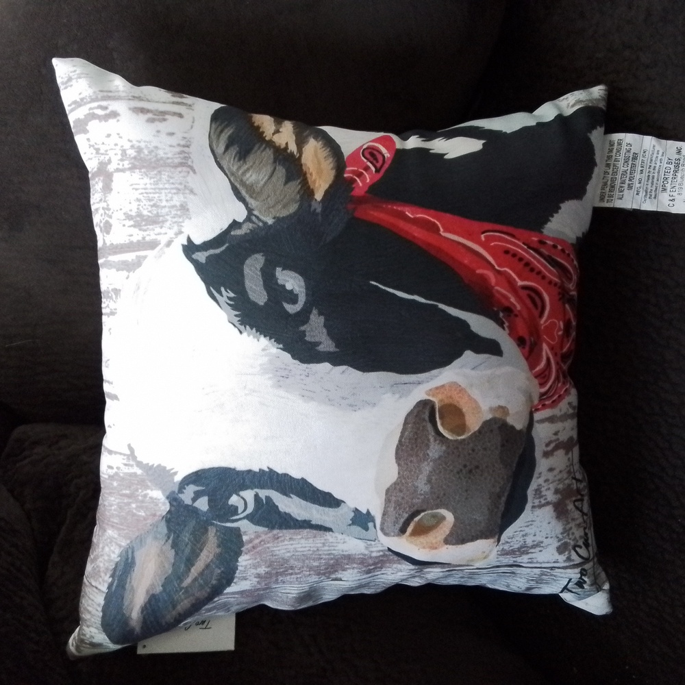 Cow Print Indoor Outdoor Throw Pillow 16" x 16" By Two Can Art